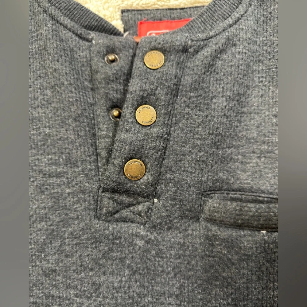 Coleman Boy's long-sleeve sherpa-lined waffle henley shirt Sz Adult Small EUC‎